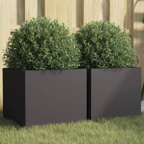 Planters 2 pcs Black 32x30x29 cm Steel 841536