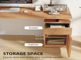 Computer Desk, Writing Desk with Cabinet, Drawer, Metal Legs, Work Table for Home Office Study, T3398P423539