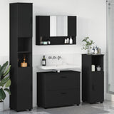 Bathroom Furniture Set 4 pcs Black Engineered Wood and Metal 3393044