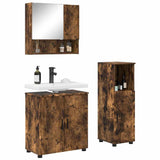 Bathroom Furniture Set 3 pcs Smoked Oak Engineered wood & Metal 3392948