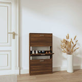 Shoe Cabinet Brown Oak 59x17x108 cm Engineered Wood 342533