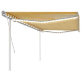 Manual Retractable Awning with LED 5x3.5 m Yellow and White 3070063
