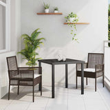 Garden Dining Set with Cushion 3 pcs Brown Poly Rattan 3379870