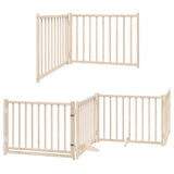 Dog Gate with Door Foldable 12 Panels 960 cm Poplar Wood 3155724