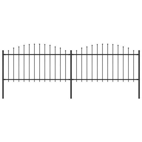 ZNTS Garden Fence with Spear Top Steel x3.4 m Black 277731