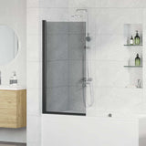 Bath Shower Screen Manual Black 68 x 130 cm Tempered Glass 42018544