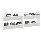 806742 Wall Shoe Cabinet 2 pcs White 80x18x60 cm Engineered Wood