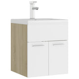 Sink Cabinet with Built-in Basin White and Sonoma Oak Engineered Wood 3071266