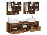 Bathroom Furniture Set 5 pcs Old Wood Engineered Wood and Glass 3407085