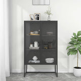 Highboard Anthracite 80x35x135 cm Steel and Tempered Glass 335885