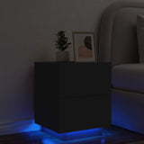 Bedside Cabinet with LED Lights Black Engineered Wood 836737