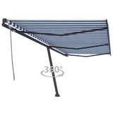 Freestanding Manual Retractable Awning 600x300 cm Blue/White 3069796