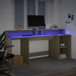 Desk with LED Lights Sonoma Oak 200x55x91 cm Engineered Wood 3309440