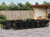 17 Piece Garden Dining Set with Cushions Black Poly Rattan 3211783
