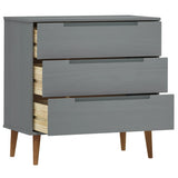 Drawer Cabinet MOLDE Grey 80x40x80 cm Solid Wood Pine 350506