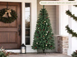 6FT Green Pencil Christmas Tree with Pointed PVC, 582 Tips, 3-Section Auto Tree, 300 Warm White 70481744