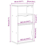 Side Cabinet with Drawer ODDA 40x24x79 cm Solid Wood Pine 4103599