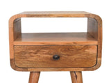 Solid Wood Mini Oak-ish Curve Open Bedside, 1 Drawer and Open Slot B2743P402936