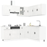 11 Piece Kitchen Cabinet Set "Porto" Gloss White Engineered Wood 3314963