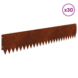 Lawn Edging 30 pcs 103 x 20 cm Steel Rusty 8008489