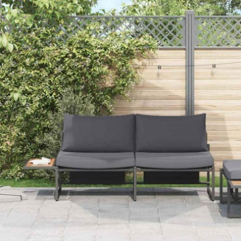 Garden Sofa with Cushion Brown 200.5 x 70 x 85.5cm Metal 42007549
