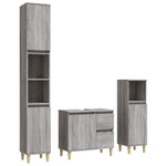 ZNTS 3 Piece Bathroom Cabinet Set Grey Sonoma Engineered Wood 3185541