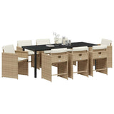 Garden Dining Set 9 pcs Beige Poly Rattan 3380704