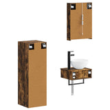 Bathroom Cabinet Set 4 pcs Smoked Oak 43 x 11.5 x 60.5 cm 3407379