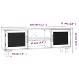 TV Cabinet White 105x30x40 cm Solid Wood Pine&Natural Rattan 345615
