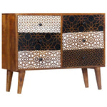 ZNTS Sideboard with Printed Pattern 90x30x70 cm Solid Mango Wood 247916