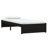 Bed Frame without Mattress Black Solid Wood 75x190 cm Small Single 814913