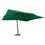 Cantilever Garden Parasol with Wooden Pole 400x300 cm Green 318428