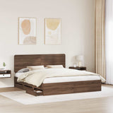 Bed Frame with Drawer Brown Oak 200 x 200 cm Engineer Wood 3412566