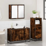 ZNTS 3 Piece Bathroom Furniture Set Smoked Oak Engineered Wood 3301012