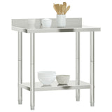 Kitchen Work Table with Backsplash 82.5x55x93 cm Stainless Steel 376457