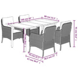 5 Piece Garden Dining Set with Cushions Brown Poly Rattan 3211944