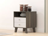 Industrial-Scandinavian Mix Bedside Table, with Drawers and Shelf T3398P328341