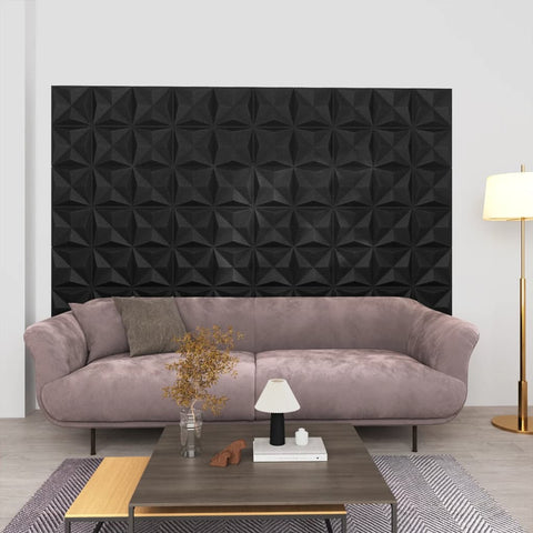 3D Wall Panels 48 pcs 50x50 cm Origami Black 12 m² 150918