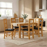 Dining Set 7 pcs Black Solid Oak Wood 3430379
