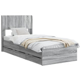 Bed Frame with Storage and Headboard Grey Sonoma 75 x 190 cm 3414352