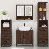 ZNTS 4 Piece Bathroom Furniture Set Brown Oak Engineered Wood 3301279