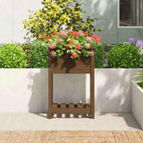 Planter with Shelf Honey Brown 54x34.5x81 cm Solid Wood Pine 823755