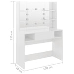 Makeup Table with LED Lights 100x40x135 cm MDF Shining White 331539