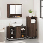 3 Piece Bathroom Furniture Set Brown Oak Engineered Wood 3301004