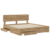 Bed Frame with Drawer Artisan Oak 180 x 200 cm Engineered Wood 3412347