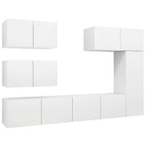 6 Piece TV Cabinet Set White Engineered Wood 3078715