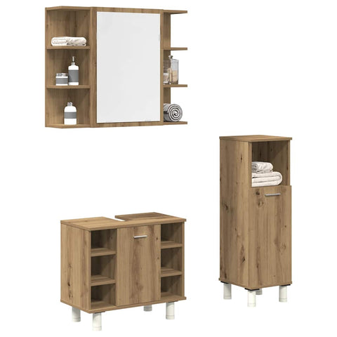 ZNTS 3 Piece Bathroom Furniture Set Artisan Oak Engineered Wood 3328568
