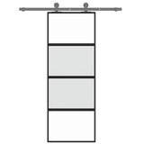 Sliding Door Black 76x205 cm Tempered Glass and Aluminium 155219