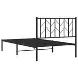 Metal Bed Frame without Mattress with Headboard Black 100x200cm 374432