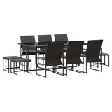Garden Dining Set 11 pcs Black Steel 3335864